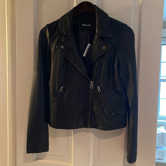 Madewell Leather Motorcycle Jacket Brass Hardware edition New w/tag Size Large - Picture 1 of 5